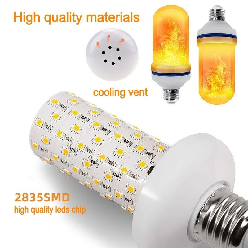 LED E27 Flame Bulb Fire 4 modeļi LED gaismas dinamiskais liesmas efekts 220v mājas apgaismojumam