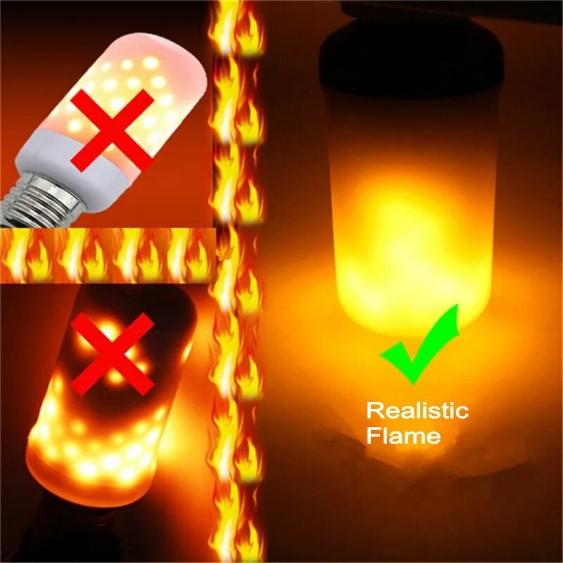 LED E27 Flame Bulb Fire 4 modeļi LED gaismas dinamiskais liesmas efekts 220v mājas apgaismojumam