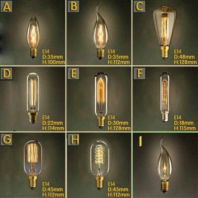 Retro E14 40w Edison Spirál Ampulla Izzólámpa Fényszabályozható Izzós Izzó Függesztett lámpákhoz Spirál lámpa 220V t10 st48