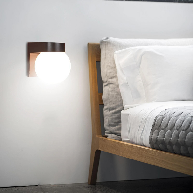 Crna LED zidna svjetiljka Moderna potkrovlje Vila vanjska svjetiljka za trijem Crno bijela PC baza Mliječno akrilna kugla sjenila Vanjska zidna svjetla