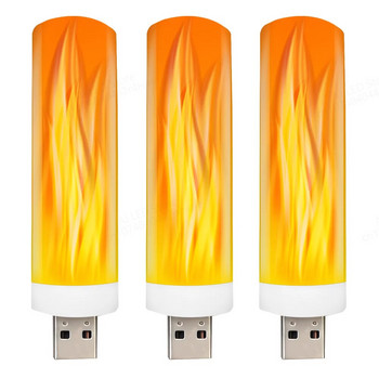 USB LED Atmosphere Light Flame που αναβοσβήνει Candle Lights Book Λάμπα για Power Bank Camping Lighting Αναπτήρα εφέ