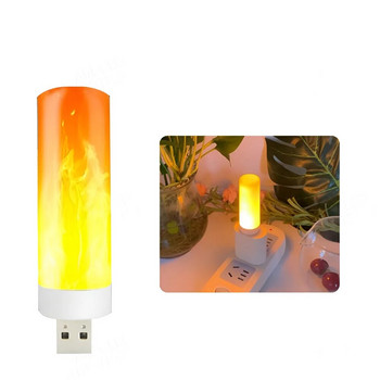 USB LED Atmosphere Light Flame που αναβοσβήνει Candle Lights Book Λάμπα για Power Bank Camping Lighting Αναπτήρα εφέ