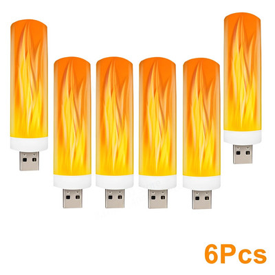 USB LED atmosferos šviesos liepsna mirksinti žvakių lemputė knyginė lemputė Power Bank stovyklavimo apšvietimui cigarečių žiebtuvėlio efekto lemputė