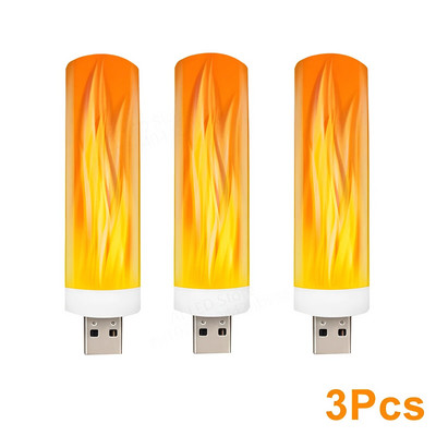 USB LED atmosferos šviesos liepsna mirksinti žvakių lemputė knyginė lemputė Power Bank stovyklavimo apšvietimui cigarečių žiebtuvėlio efekto lemputė