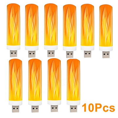 USB LED atmosferos šviesos liepsna mirksinti žvakių lemputė knyginė lemputė Power Bank stovyklavimo apšvietimui cigarečių žiebtuvėlio efekto lemputė