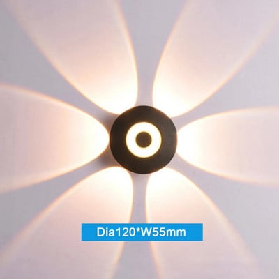 Šiuolaikinė vandeniui atspari sieninė lempa balta 6000K šiltai balta 3000K lauko sodo LED apvali kiemo išorinių durų šviesa