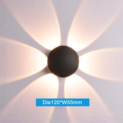 Šiuolaikinė vandeniui atspari sieninė lempa balta 6000K šiltai balta 3000K lauko sodo LED apvali kiemo išorinių durų šviesa