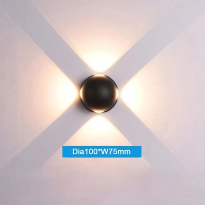 Šiuolaikinė vandeniui atspari sieninė lempa balta 6000K šiltai balta 3000K lauko sodo LED apvali kiemo išorinių durų šviesa