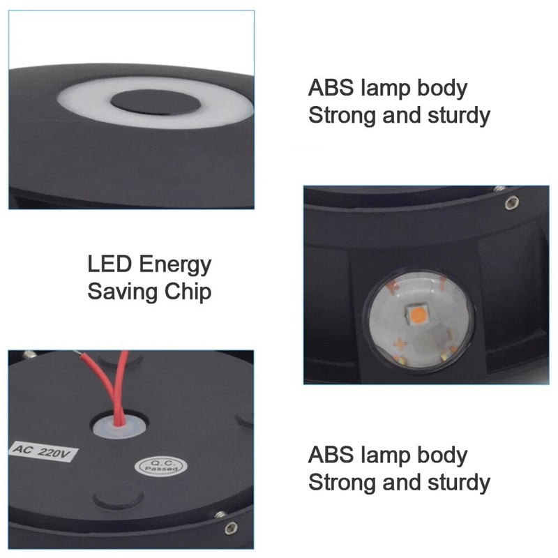 Šiuolaikinė vandeniui atspari sieninė lempa balta 6000K šiltai balta 3000K lauko sodo LED apvali kiemo išorinių durų šviesa