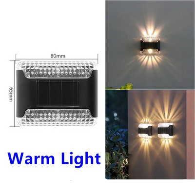 2LED saulės sieninis apšvietimas lauko vandeniui atsparus sodo kiemo dekoravimas Namų nakties šviesos korpuso sieninis šviestuvas