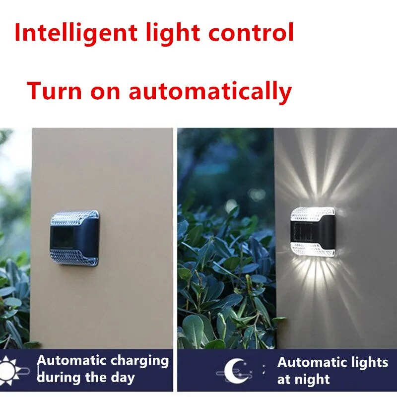 2LED saulės sieninis apšvietimas lauko vandeniui atsparus sodo kiemo dekoravimas Namų nakties šviesos korpuso sieninis šviestuvas