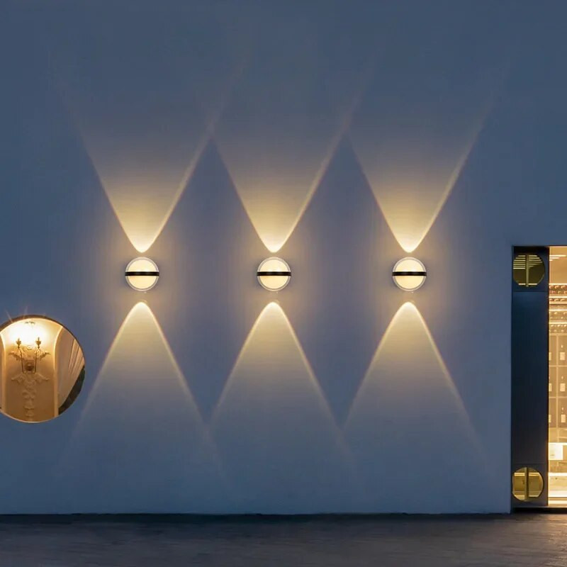 Led kültéri fali lámpa Ip65 vízálló kör alakú beltéri és kültéri folyosó folyosó udvari nappali hálószoba fali lámpa