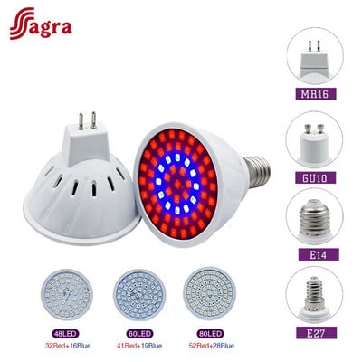 Led Grow Light Growth Lights Beltéri világítás Hidroponikus sátor izzó E27 E14 MR16 GU10 Fitolámpa növényi teljes spektrumú növekedési lámpához