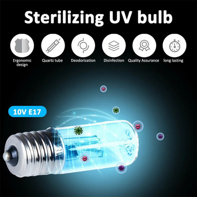 E17 Uv Sterilizator Lumină UVC Lămpi cu ultraviolete Sterilizator Dezinfectare Sterilizare Lampă Acarieni Lumină UV Bec germicid Lampă