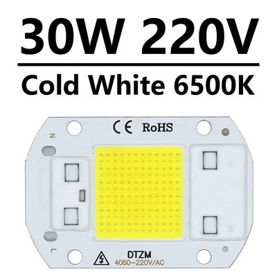 220 V LED lustas 10 W 20 W 30 W 50 W COB lustas Nereikia tvarkyklės išmaniojo IC LED lempos karoliuko, skirto potvynių prožektorių augalų šviesai pasidaryk pats apšvietimui