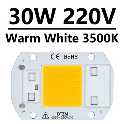 220 V LED lustas 10 W 20 W 30 W 50 W COB lustas Nereikia tvarkyklės išmaniojo IC LED lempos karoliuko, skirto potvynių prožektorių augalų šviesai pasidaryk pats apšvietimui