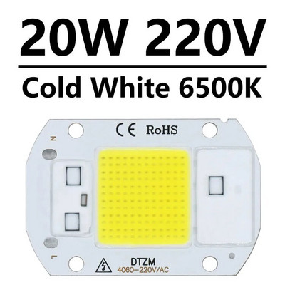 220 V LED lustas 10 W 20 W 30 W 50 W COB lustas Nereikia tvarkyklės išmaniojo IC LED lempos karoliuko, skirto potvynių prožektorių augalų šviesai pasidaryk pats apšvietimui