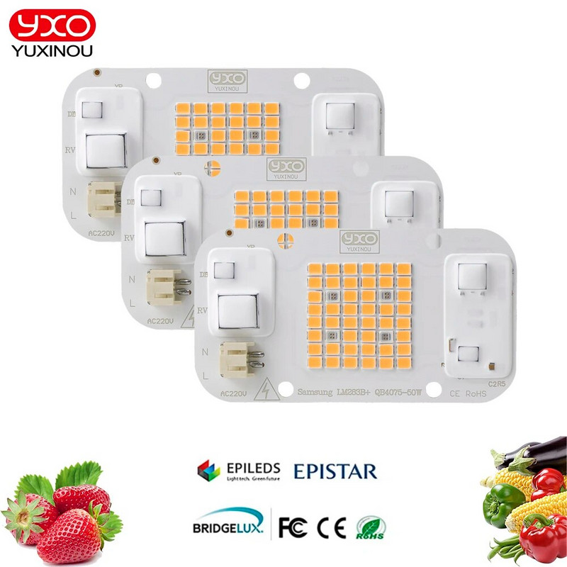 Hortikultura Indoor Plant Grow Light COB LED čip 50w punog spektra+660nm LED COB čip za rasvjetu biljaka DIY AC220V