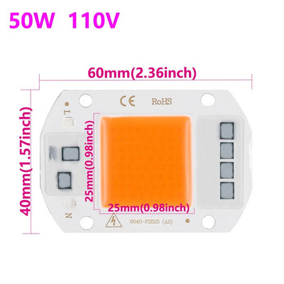 1vnt LED COB mikroschemų diodas Grow Light Viso spektro AC220V 10W 20W 30W 50W LED karoliukų lempa Fitolampa augalų auginimo palapinei Apšvietimas