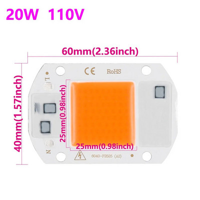 1vnt LED COB mikroschemų diodas Grow Light Viso spektro AC220V 10W 20W 30W 50W LED karoliukų lempa Fitolampa augalų auginimo palapinei Apšvietimas