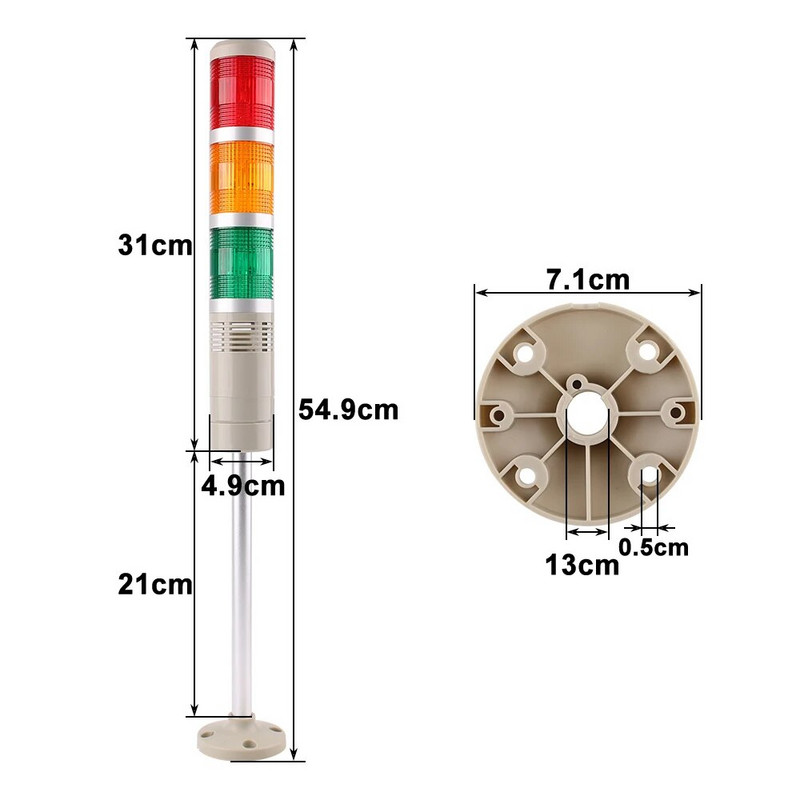 DC 12V 24V 110V 220V Industrijski toranj Signal upozorenja Bljeskalica LGP-505 indikator Stalna lampica LED sa zujalom Boje