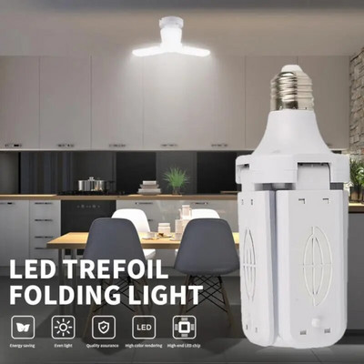 E27 LED izzó ventilátor lapát lámpa Garázsvilágítás Állítható panelek AC170-265V 30W Összecsukható Led Izzó otthoni mennyezeti világításhoz