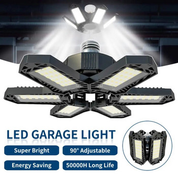 E26/E27 LED φωτιστικά γκαράζ με 6 ρυθμιζόμενα πάνελ Λάμπα εργασίας οροφής καταστήματος για βιομηχανικό φωτισμό εργαστηρίου αποθήκευσης/αποθήκης