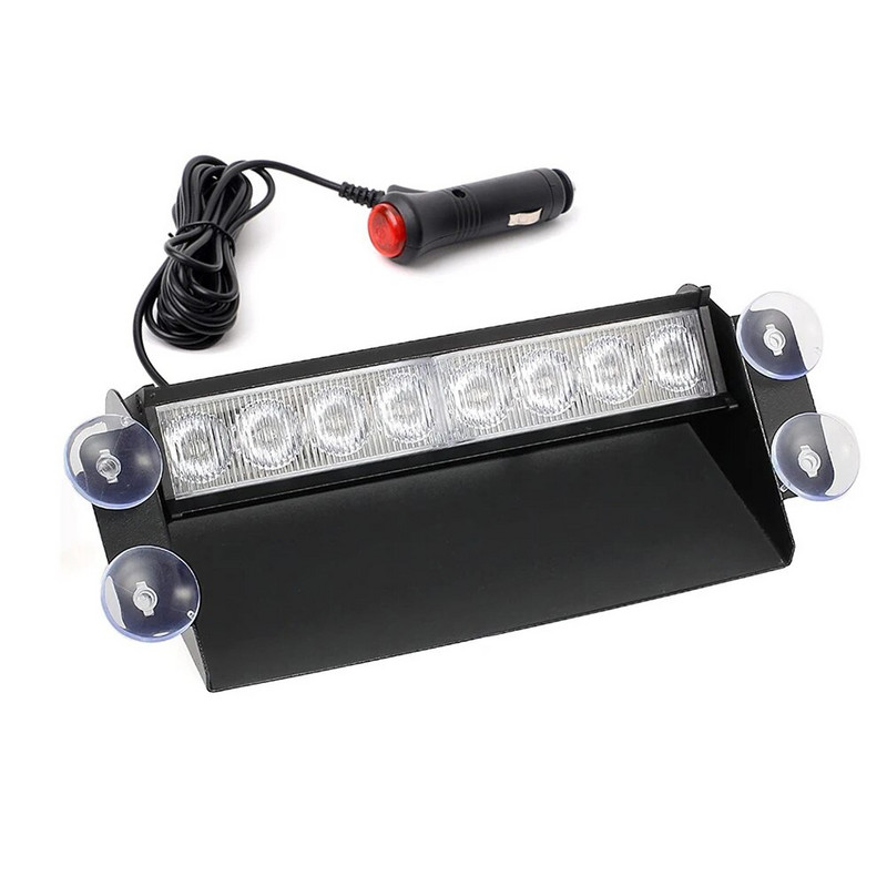 8 LED automobilių sunkvežimių avarinis blykstė Saulės skydelis LED blyksniai įspėjamoji lemputė policijos blykstės žibintai 3 mirksintys režimai 12 V