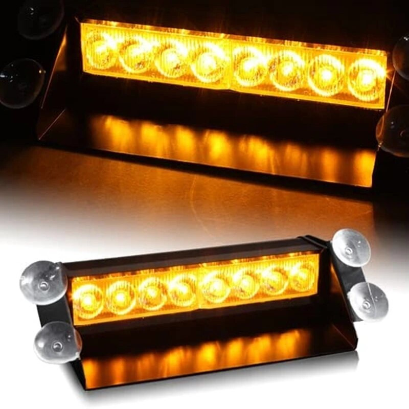 8 LED automobilių sunkvežimių avarinis blykstė Saulės skydelis LED blyksniai įspėjamoji lemputė policijos blykstės žibintai 3 mirksintys režimai 12 V