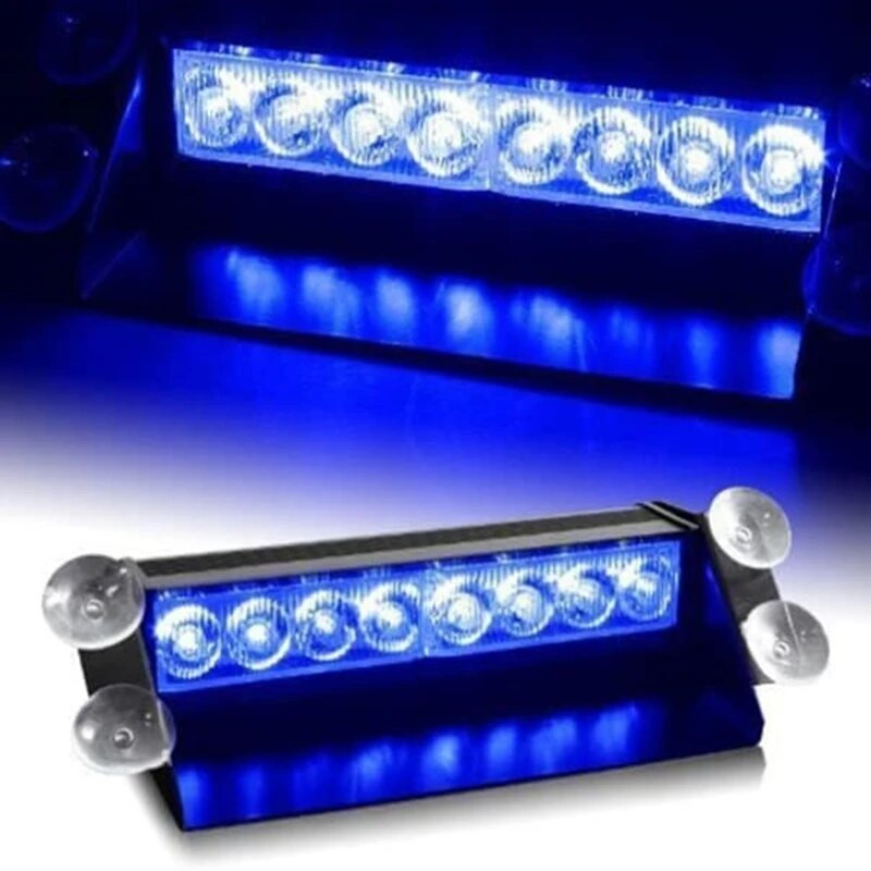 8 LED automobilių sunkvežimių avarinis blykstė Saulės skydelis LED blyksniai įspėjamoji lemputė policijos blykstės žibintai 3 mirksintys režimai 12 V
