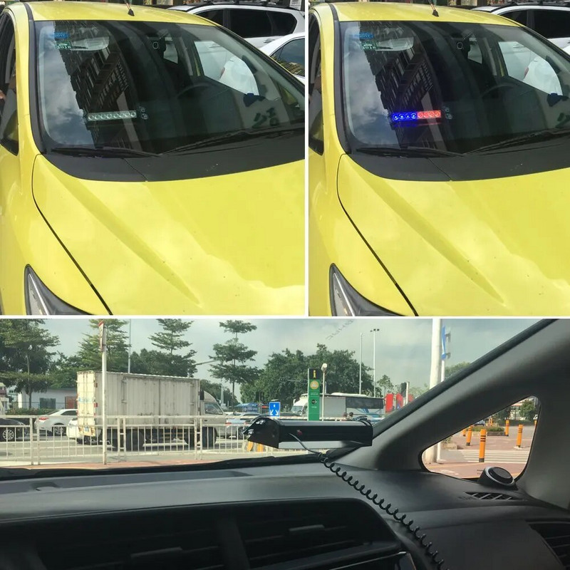 8 LED automobilių sunkvežimių avarinis blykstė Saulės skydelis LED blyksniai įspėjamoji lemputė policijos blykstės žibintai 3 mirksintys režimai 12 V