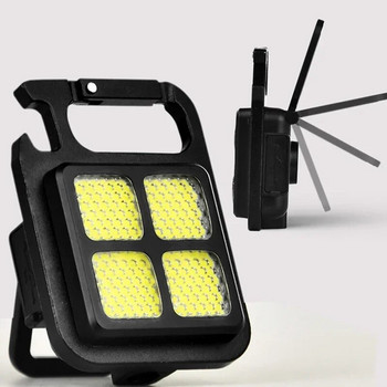 Μίνι φακός μπρελόκ USB Επαναφορτιζόμενος φορητός φακός τσέπης COB ανοιχτήρι μπουκαλιών φως εργασίας Εξωτερικά φώτα έκτακτης ανάγκης