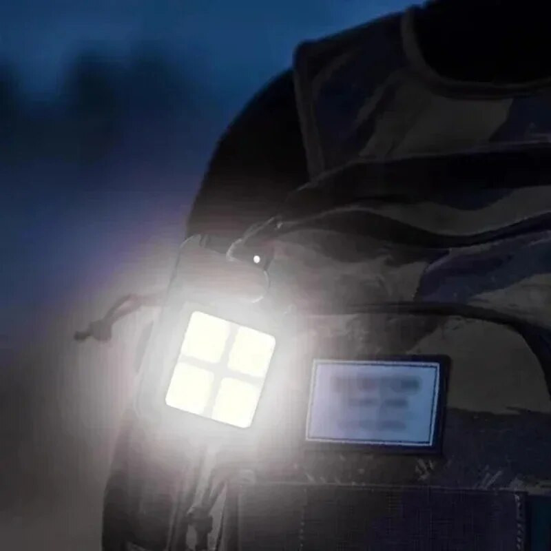 Mini raktų pakabukas, USB įkraunamas nešiojamas kišeninis žibintuvėlis COB darbo šviesos butelių atidarytuvas lauko avariniai stovyklavimo žibintai