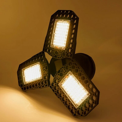 2vnt/stal. LED garažo lempa 40W 60W 80W deformuojanti šviesa 110-220V aukšta šalta/šilta balta reguliuojamo kampo LED lemputė dirbtuvėms