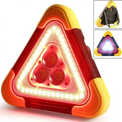 2-AZ 1-ben szoláris vészhelyzeti háromszög alakú út menti figyelmeztető lámpa Biztonsági vészleállási riasztó lámpa Hordozható villogó lámpa kéznél