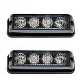 2 kom/lot Jantarno 4 LED svjetlo upozorenja za automobil Trepereća svjetiljka Svjetlo za hitne slučajeve Traka Stroboskop za opasnost Vodootporno svjetlo 12V~24V