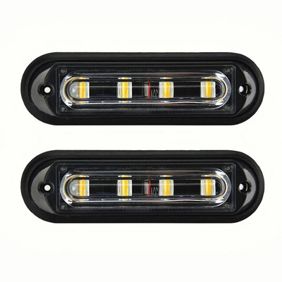 2 kom/lot Jantarno 4 LED svjetlo upozorenja za automobil Trepereća svjetiljka Svjetlo za hitne slučajeve Traka Stroboskop za opasnost Vodootporno svjetlo 12V~24V