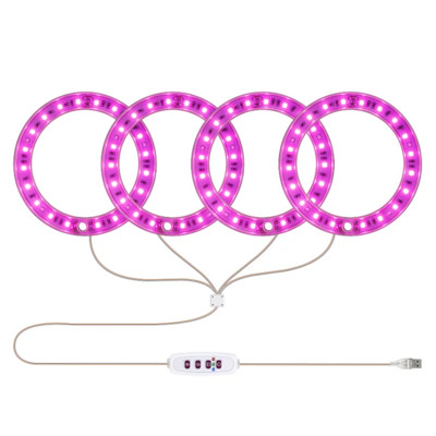 1/2/3/4-head Angel Ring LED svjetlo za biljke Automatski mjerač vremena Svjetlo za biljke punog spektra 5 načina rada Domaći vrt Hidroponski rast biljaka