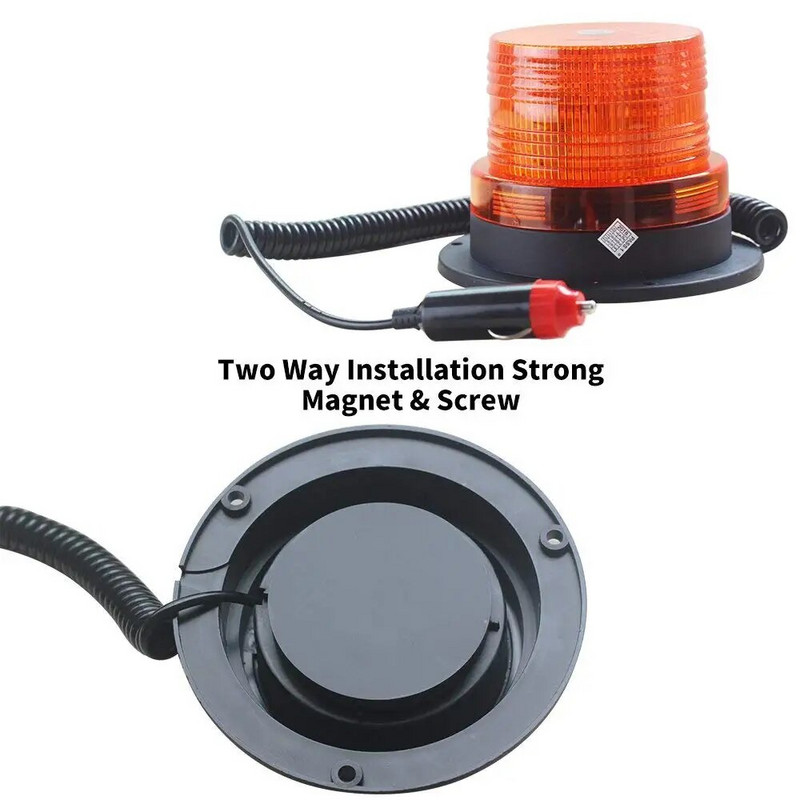 Jantarno plavo crveno LED svjetlo upozorenja za automobil, vozilo, policijski bljeskalica, magnetska montirana led lampa za hitnu rasvjetu 12/24 V