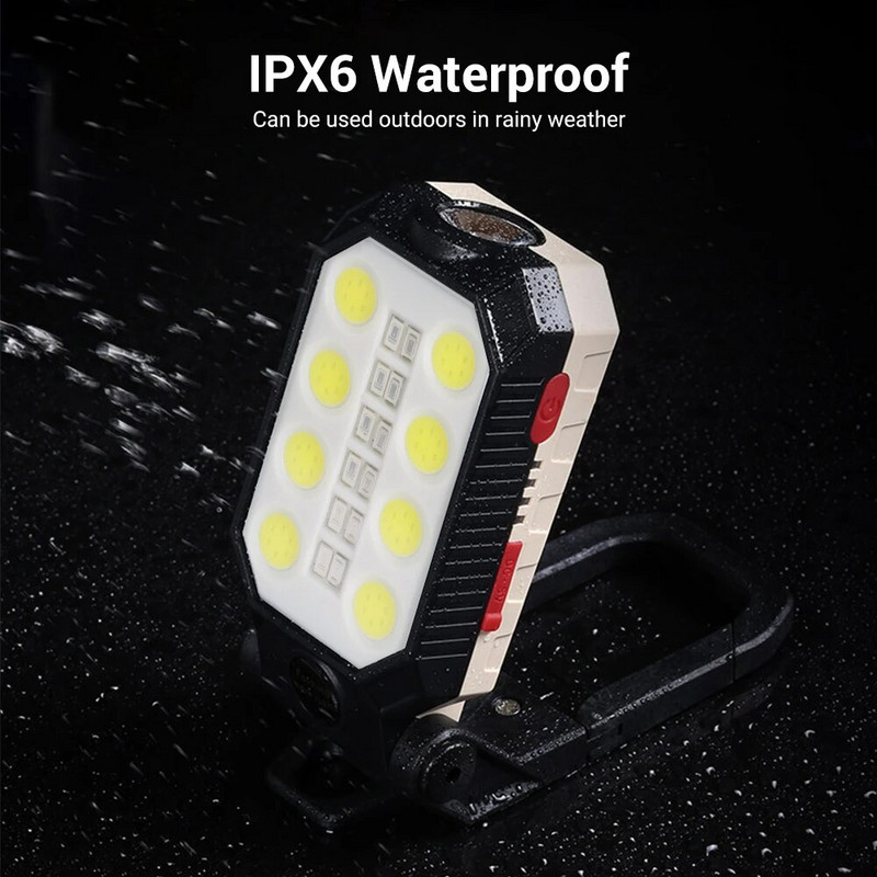 BORUiT Super Bright COB LED svjetiljka USB punjiva svjetiljka Prijenosna lampa za kampiranje Radna svjetiljka Vodootporna svjetiljka za hitne slučajeve