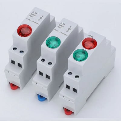 DIN sín Jelző lámpa LED Tápfeszültség visszajelző lámpa Szerelés jelzőlámpa DC AC220v 24v zöld piros Munka leállás jelzése JD9