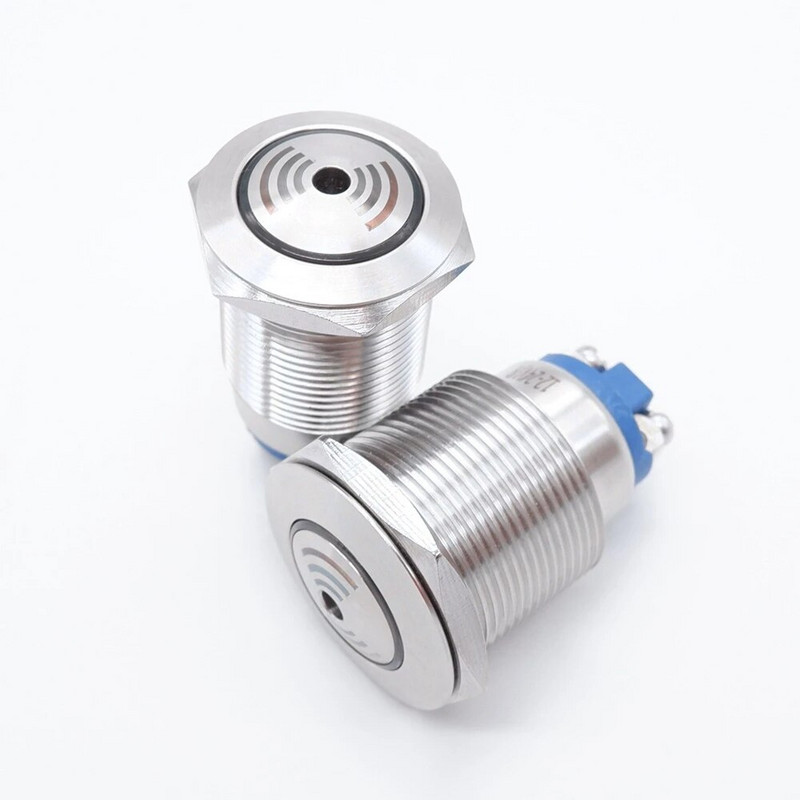 19 mm 22 mm metalinis garsinis signalas 12 V 24 V Įspėjamasis pavojaus signalo indikatorius Šviesos signalinės lempos blykstė Raudona LED pertraukiamo garso varžtas nerūdijantis plienas