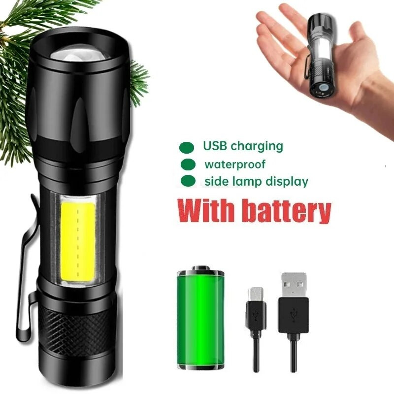 LED įkraunamas raktų pakabukas žibintuvėlis nešiojamasis USB įkraunamas žibintuvėlis High Power Bank Camping vandeniui atsparus ilgo nuotolio žibintas