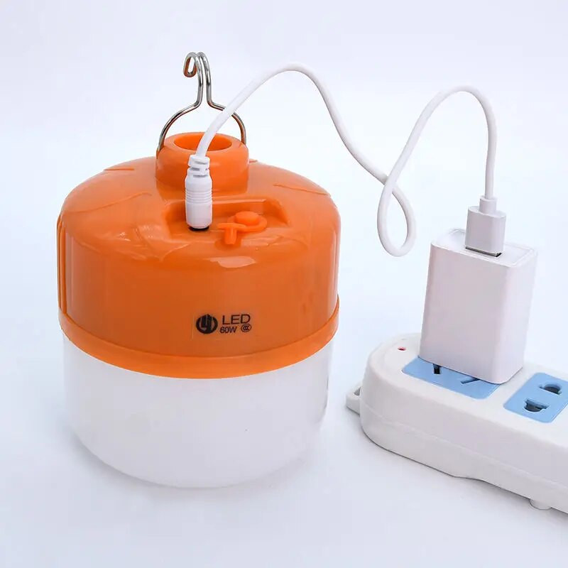 Usb 60w palapinės įkrovimas LED avarinis miegamasis žibintas Super ryškus nešiojamasis kablio apšvietimo lemputė lauko namo sodo šviestuvai