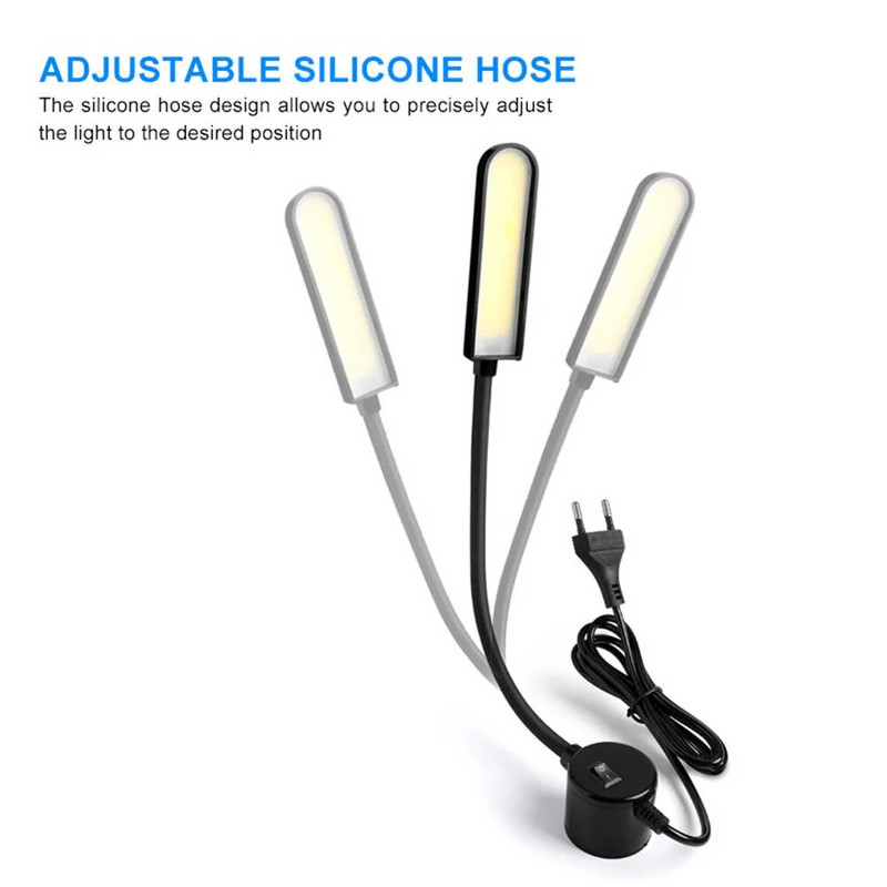LED pramoninė lempa europietiško stiliaus 6W COB lanksti siuvimo darbo lemputė su magnetine lempa su pasukamu vamzdeliu