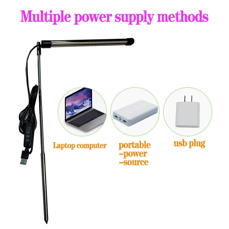 LED rasvjeta za rasvjetu unutarnjih biljaka Fito lampa punog spektra s prigušivim mjeračem vremena Sadnice Povrće Lampa za uzgoj cvijeća Podesiva visina