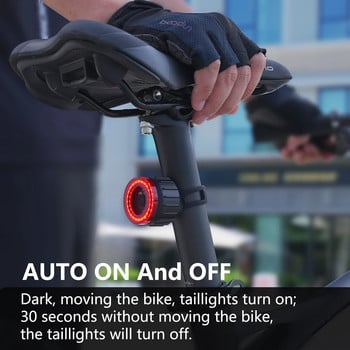 C2 New Bicycle Smart Auto Brake Sensing Light Αδιάβροχο LED φόρτισης Πίσω φως ποδηλάτου ποδηλάτου Πίσω προειδοποιητικό φως πίσω φωτός ποδηλάτου