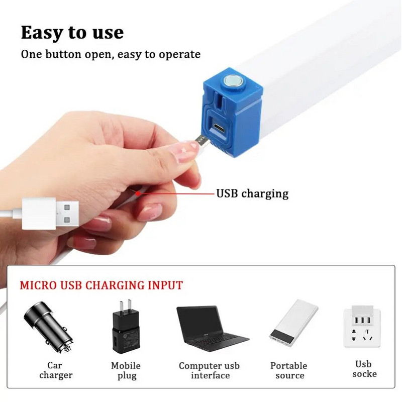 Magnetiniai LED avariniai žibintai Daugiafunkciniai namų maitinimo gedimai Darbo užpildymo lemputė Įkraunamos stovyklavietės lempos, ilgos juostos, 3 pavaros