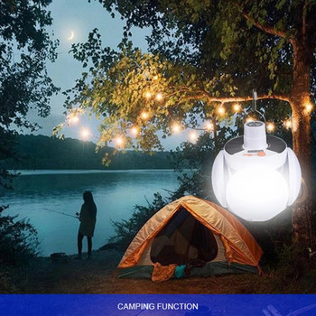 Соларен къмпинг фенер палатка лампа 5 режима сгъваеми LED футболни крушки акумулаторни USB къмпинг светлини за къмпинг палатка аварийно