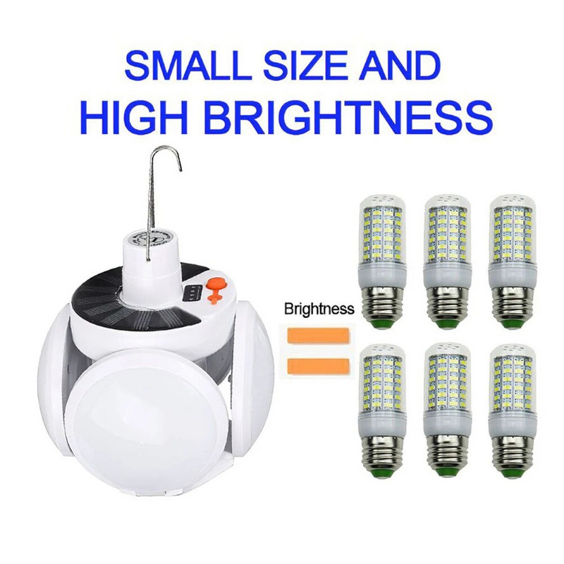 Solarna svjetiljka za kampiranje Lampa za šator 5 načina rada Sklopive LED žarulje za nogomet Punjiva USB svjetla za kampiranje za šator za kampiranje Hitna pomoć
